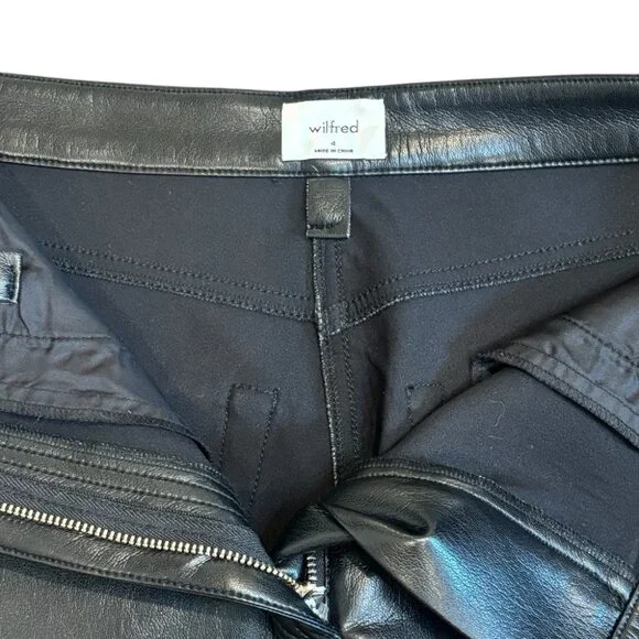 Aritzia Wilfred Dakota Black Vegan Leather Mini Skirt Size 4 - Picture 6 of 8